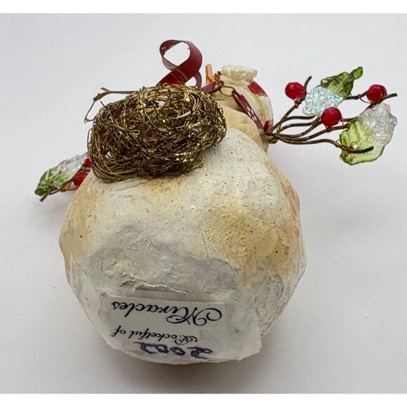 Vintage Snowman Christmas Tree Ornament Wire Branch Arms With Bird Nest Folk Art - Picture 4 of 7